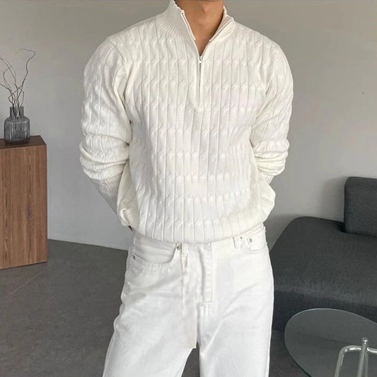Cable Knit Half-Zip Sweater for Men