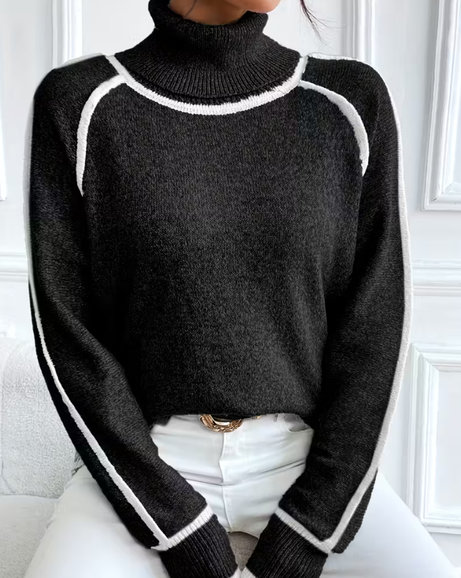 Edge Knit Turtleneck Jumper for Women