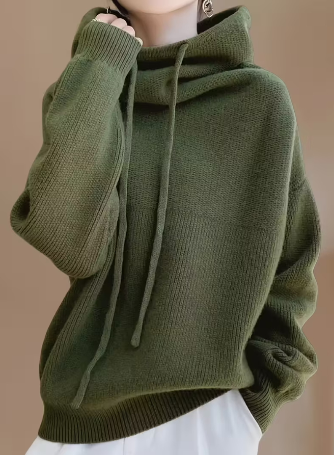 Relaxed Knit Hooded Sweater for Women