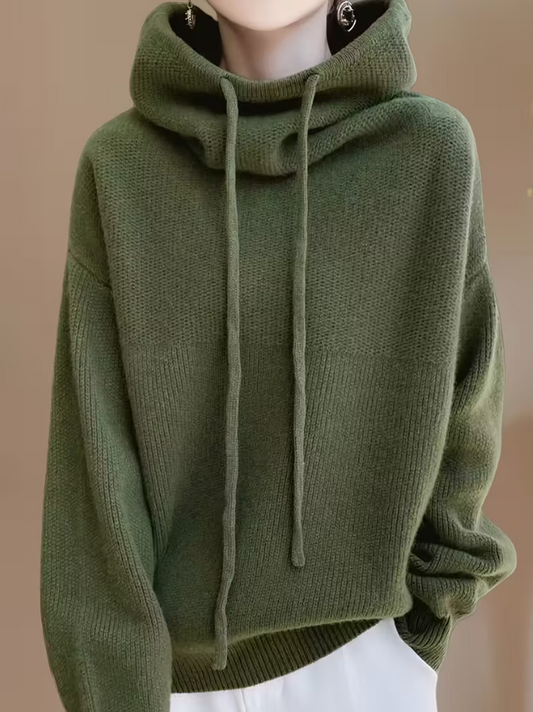 Relaxed Knit Hooded Sweater for Women