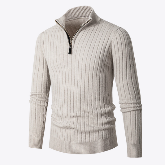 Ribbed Half-Zip Sweater for Men