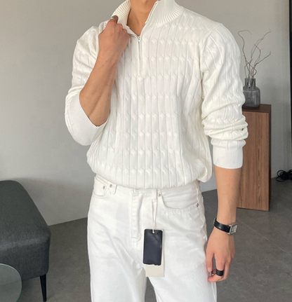 Cable Knit Half-Zip Sweater for Men