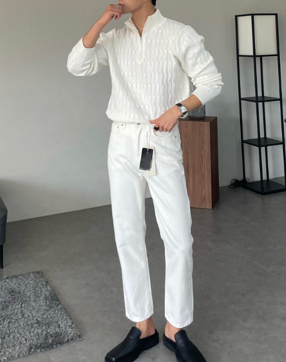 Cable Knit Half-Zip Sweater for Men