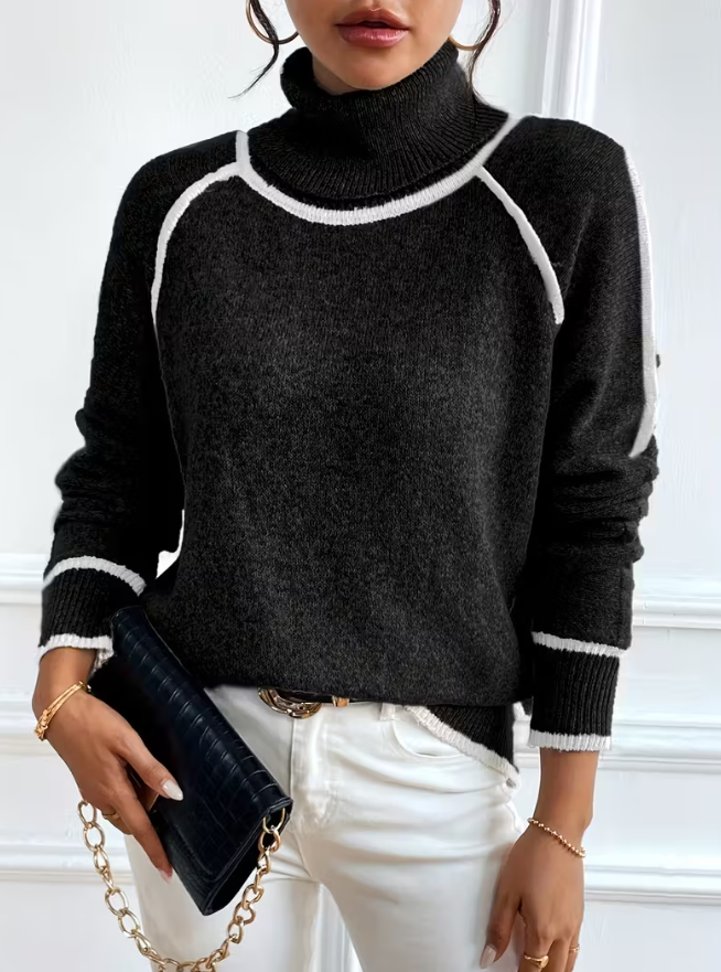 Edge Knit Turtleneck Jumper for Women