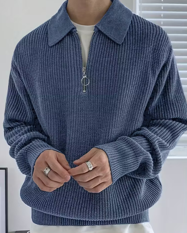Half-Zip Knit Sweater for Men