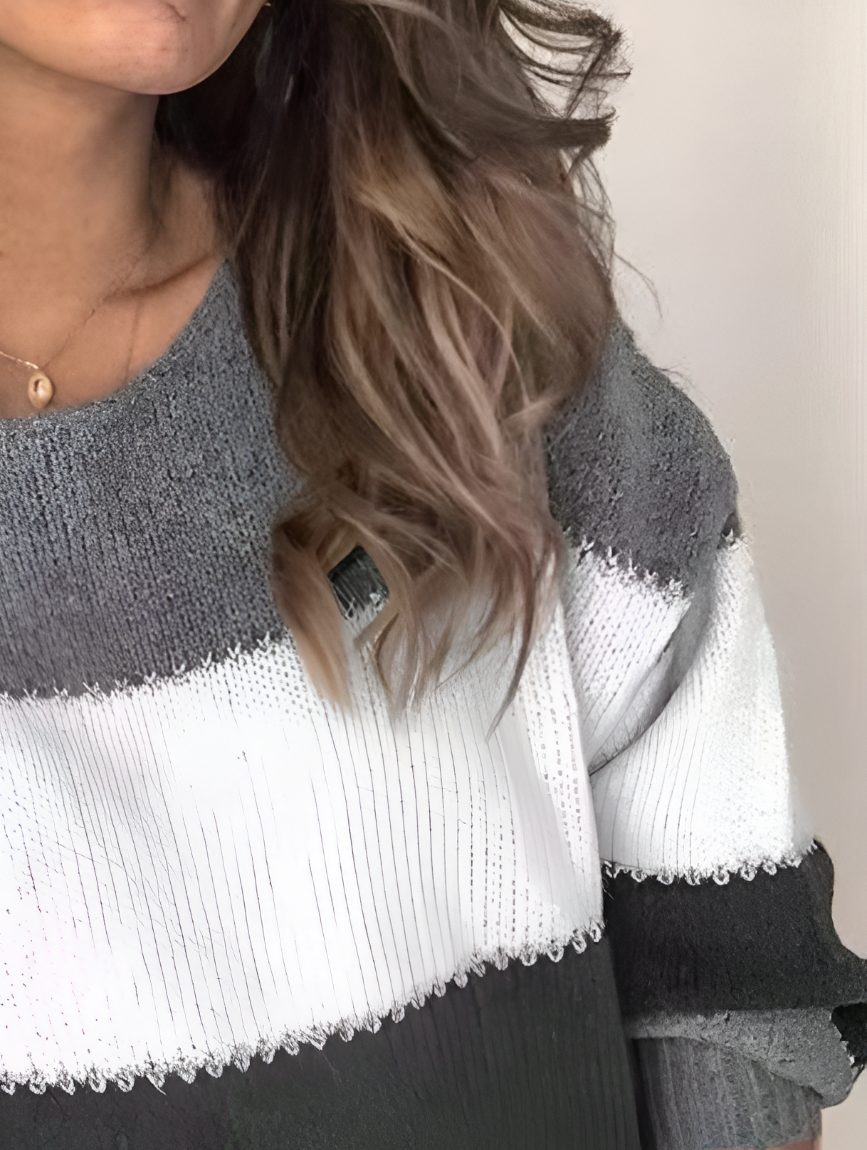 Relaxed Striped Knit Sweater for Women