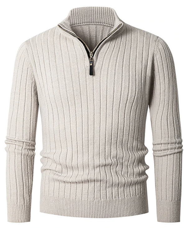 Ribbed Half-Zip Sweater for Men