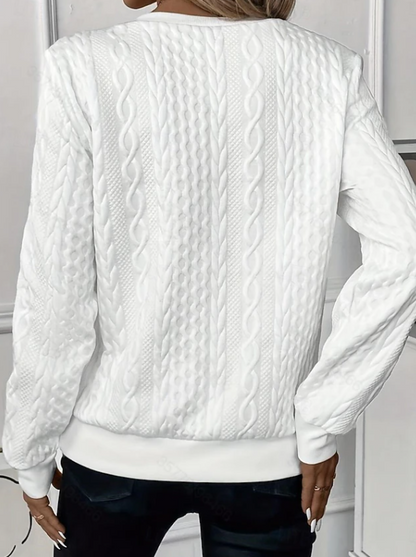 Textured Zip-Font Knit Sweater for Women